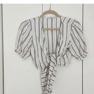 Abercrombie and Fitch Striped Linen Blend Top Blouse size M